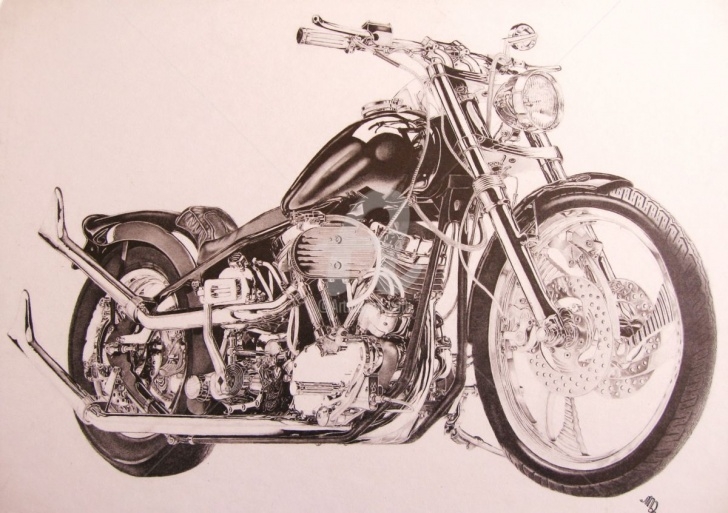 Stunning Harley Davidson Pencil Drawings Simple Steel Life Drawing By Marc G. Doutherd | Artmajeur Picture
