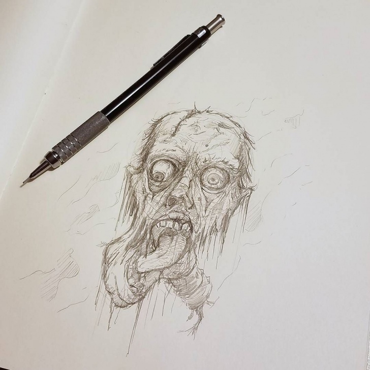 Stunning Horror Pencil Sketches Ideas Some Ghoulish Before I Head To Bed! #art #horror #face #scary #dead Images
