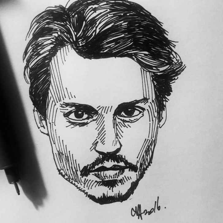 Stunning Johnny Depp Sketch Tutorial Cva Artist.™ — 10 Minutes Portrait Of The Young #johnnydepp - Picture