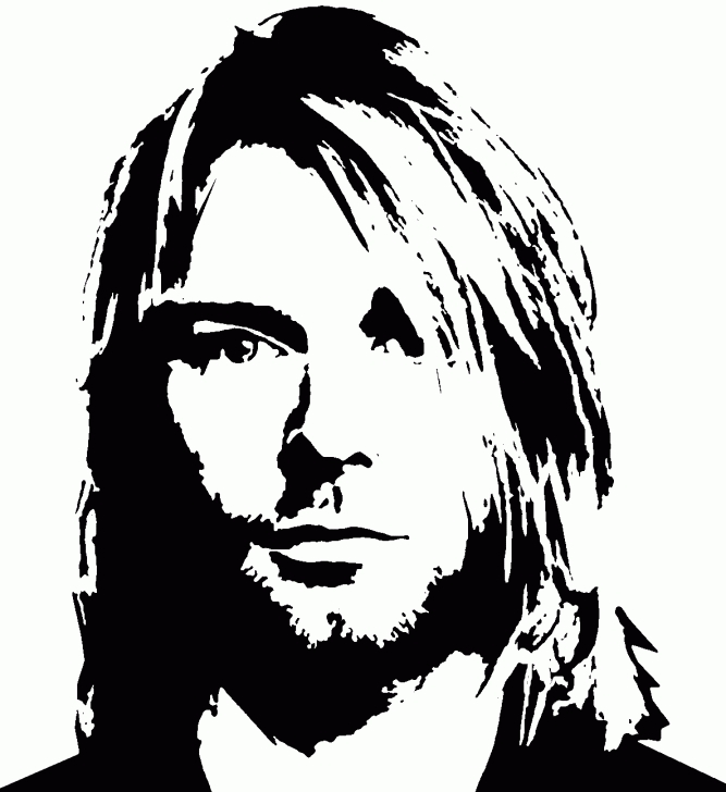 Stunning Kurt Cobain Stencil Art Free Stencil Kurt Cobain Q.e.p.d. | Silhouettes | Kurt Cobain Painting Picture