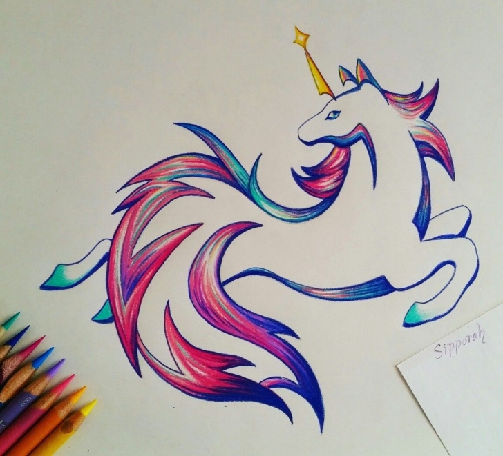 Stunning Unicorn Pencil Drawing for Beginners Unicorn Drawing, Unicorn Illustration, Illustrative Art, Colored Images