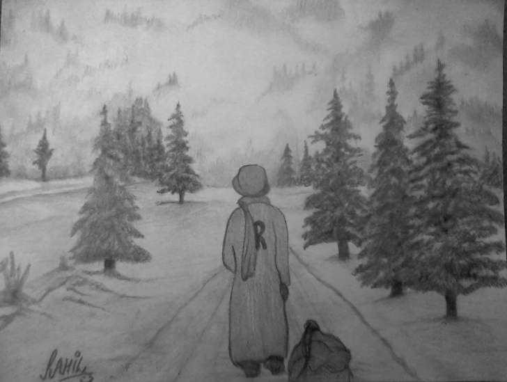 Stunning Winter Pencil Drawings Easy Pencil Sketch Of Winter Season | Desipainters Pic