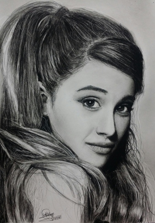 The Best Ariana Grande Pencil Sketch Step by Step Ariana Grande, Charcoal And Graphite, 5In X 7In : Art Pictures