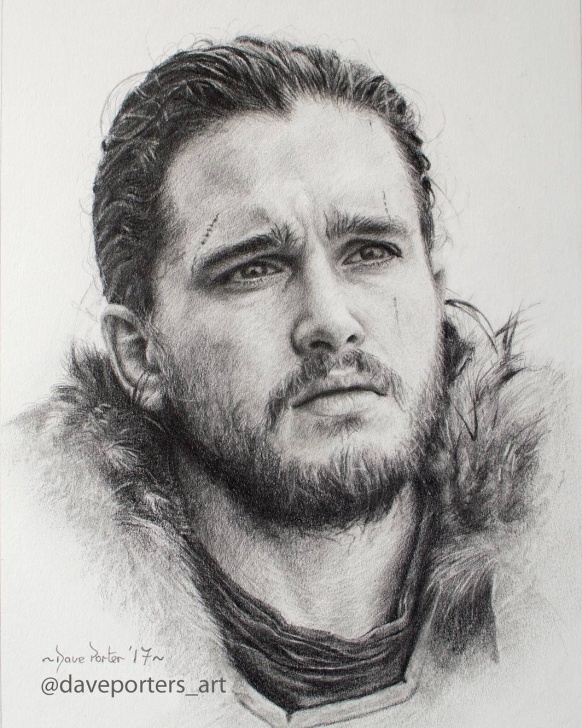The Best Black Pencil Drawing for Beginners Black And Grey Pencil Drawing Of Jon Snow (Kit Harington ) From Game Pictures