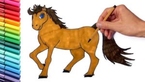 The Best Horse Drawing Colour Simple How To Draw And Color A Horse - Funny Learning Animal Art Video For Children Pictures