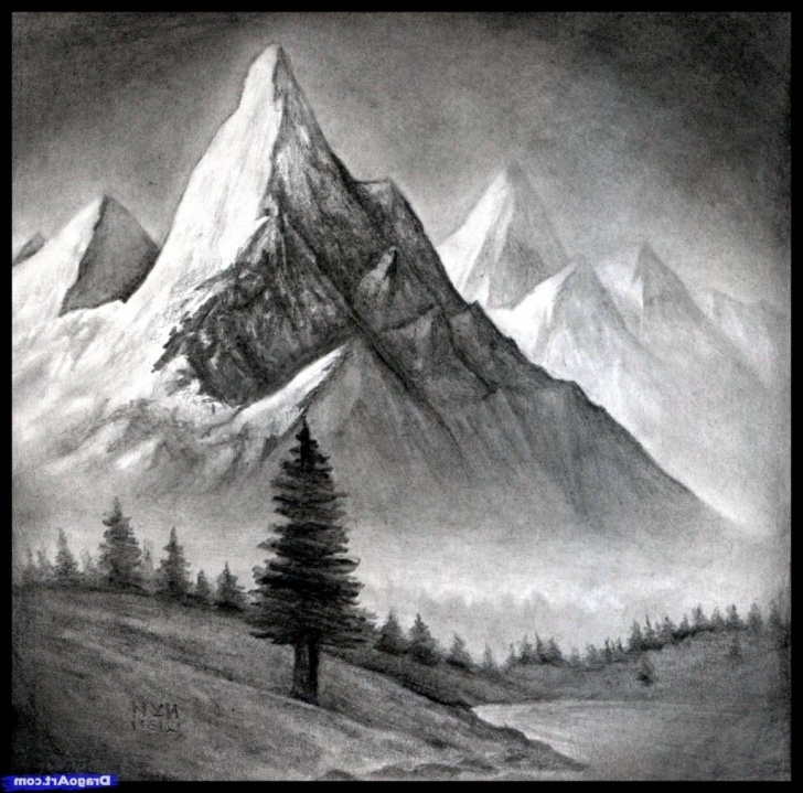 The Best Mountain Pencil Drawing Tutorial Mountain Pencil Sketch At Paintingvalley | Explore Collection Of Photos