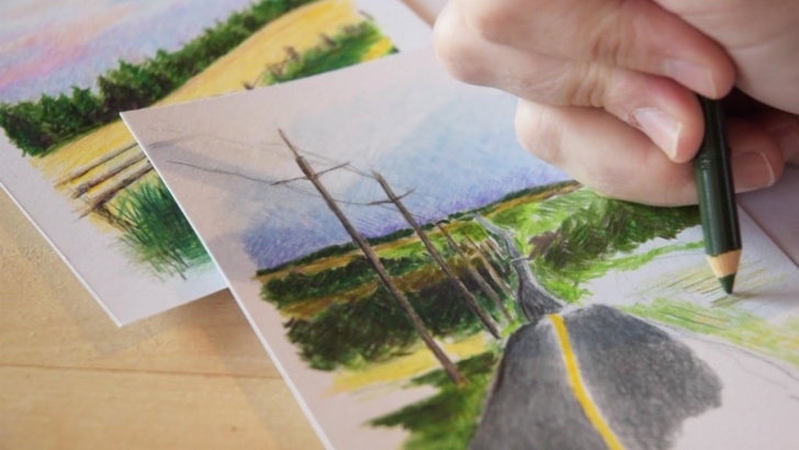The Best Pencil Crayon Drawings Tutorial Pencil Crayon Landscapes | A Personal Art Project Image