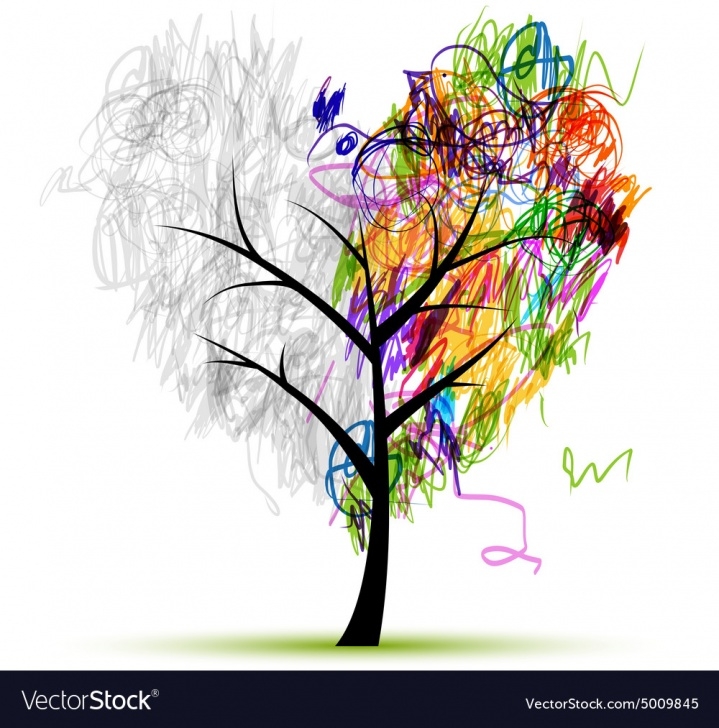 The Best Tree Pencil Drawing Simple Heart Shape Tree Pencil Drawing For Your Design Image