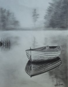 The Best Water Pencil Sketch Techniques for Beginners Misty Row Boat Sketch, Water Reflections. Original Art, Graphite Photos
