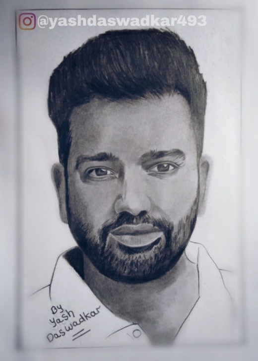 The Best Yash Pencil Sketch Free Sketch Of Rohit Sharma Drawn By Yash Daswadkar. | Rohit Sharma Pictures