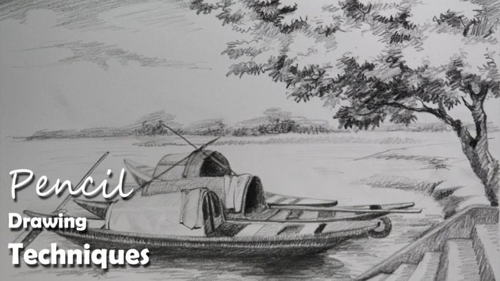 The Complete Boat Pencil Drawing Lessons Pencil Drawing Tutorial | How To Draw Boats &amp; A Riverside Landscape Images