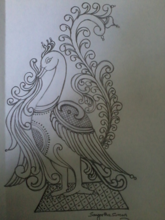 Top Pencil Art Peacock Tutorial Pencil Sketch Of A Traditional Peacock | Desipainters Picture