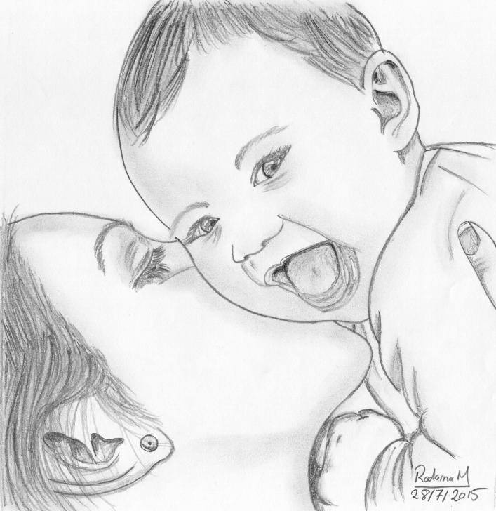 Top Pencil Sketch Of Mom And Baby Step by Step Smile To The Camera Drawn In 2015 #pencil #sketch #portrait #baby Pics
