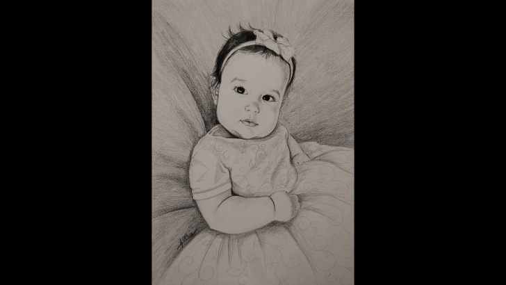 Wonderful Baby Girl Pencil Drawing Tutorial 32. Beautiful Baby Girl - Pencil Portrait, By Kara Pictures