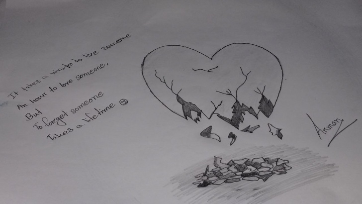 Wonderful Broken Heart Pencil Sketch for Beginners How To Draw A Broken Heart Image By Pencil Pic