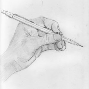 Hand With Pencil Drawing