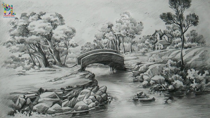 Wonderful Landscape Drawing Pencil Shading Tutorial How To Draw A Easy Landscape With Pencil Strokes | Pencil Shading Photos
