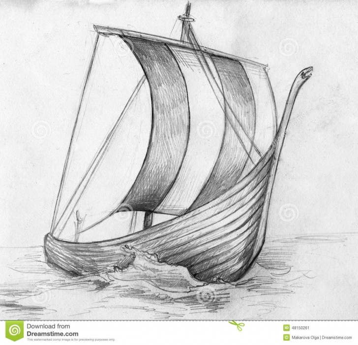 Wonderful Ship Pencil Sketch Step by Step Sketch Of A Viking Ship - Drakkar Stock Illustration - Illustration Pic